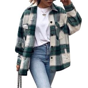 Avec Les Filles Plaid Shacket Shirt Jacket Green Flannel Blogger Fave